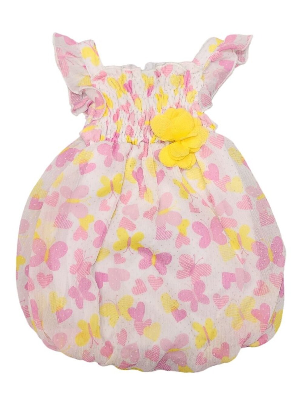 Baby Girls DDG Darlings Heart Butterfly Smocked Romper Outfit One Piece 6-9 Mont